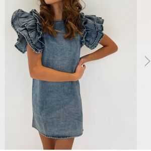 Lola + the boys denim ruffle dress